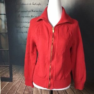 Karen Scott Zipped Up Red 100% Cotton Jacket Sz S